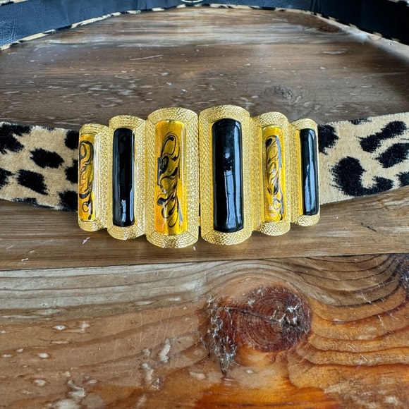 Vintage belt leopard belt cheetah belt Gay Boyer adjustable jeweled belt